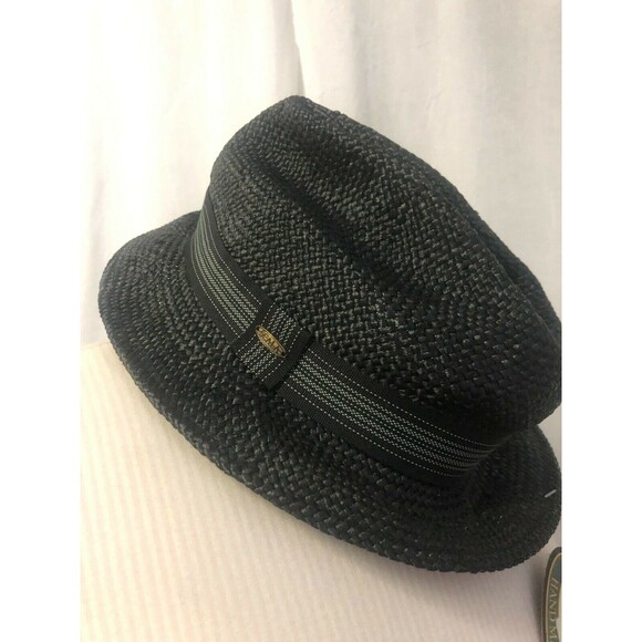 Scala Men's Black Straw Look Fedora Size Med NWT - Picture 1 of 3